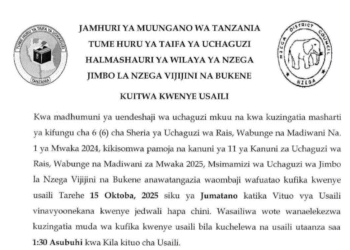 Majina ya Usaili wa Kusimamia Uchaguzi 2025 Jimbo la Nzega Vijijini na Bukene